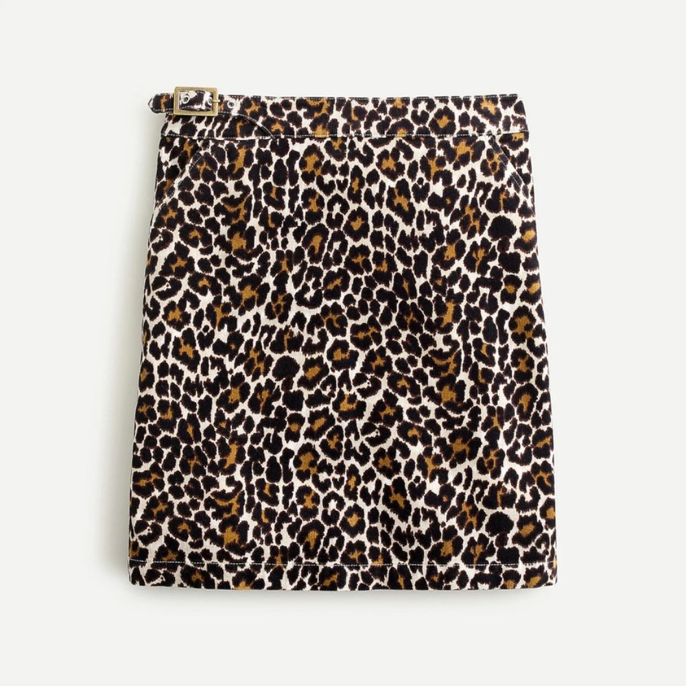 J.Crew Leopard Corduroy Buckle Mini Skirt NWOT - Picture 4 of 13